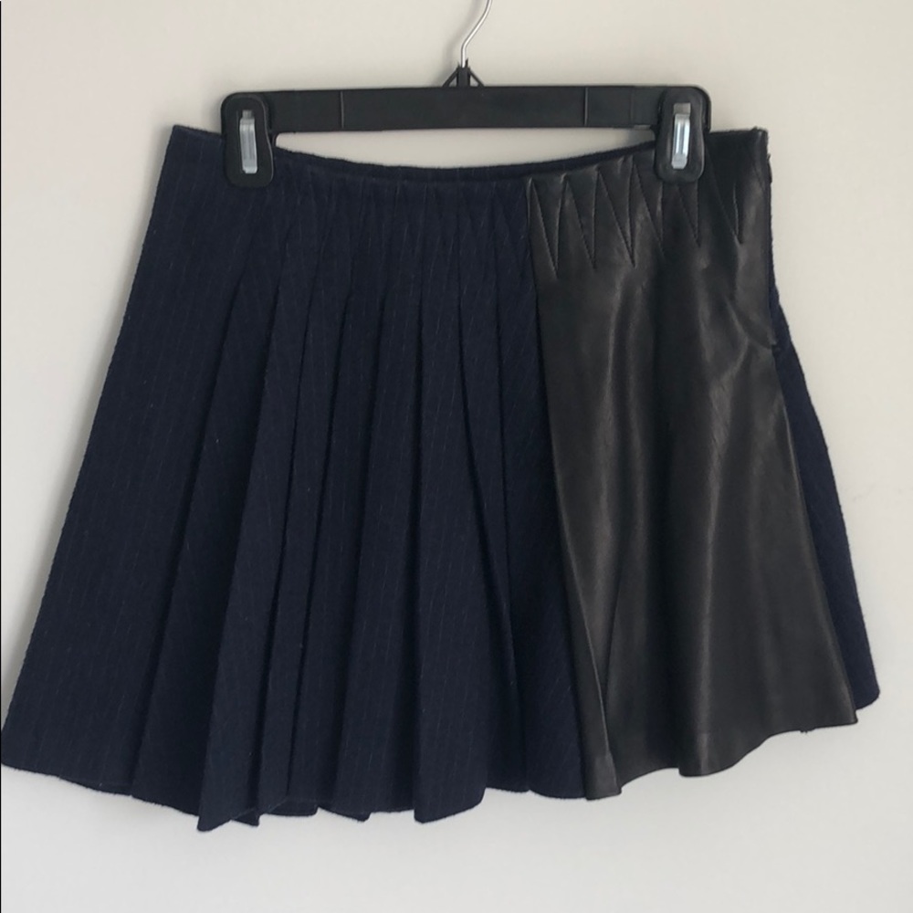 Rag & Bone Leather & wool pleated mini